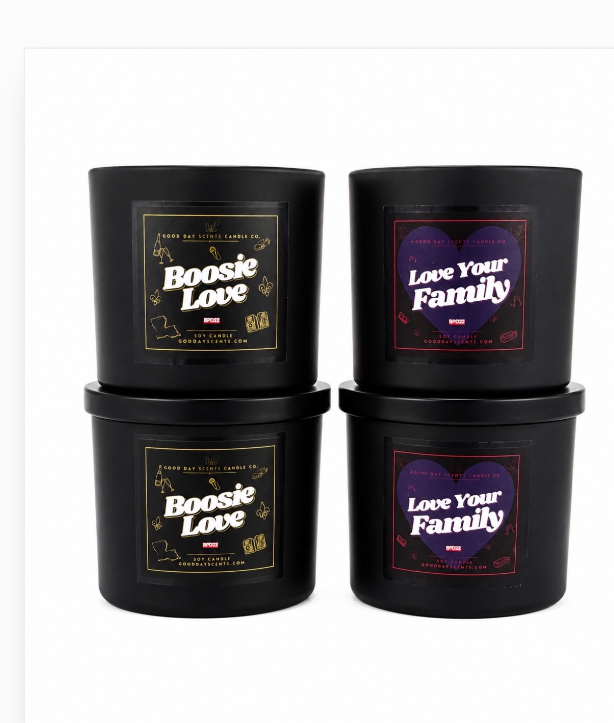 Set of four black soy candles